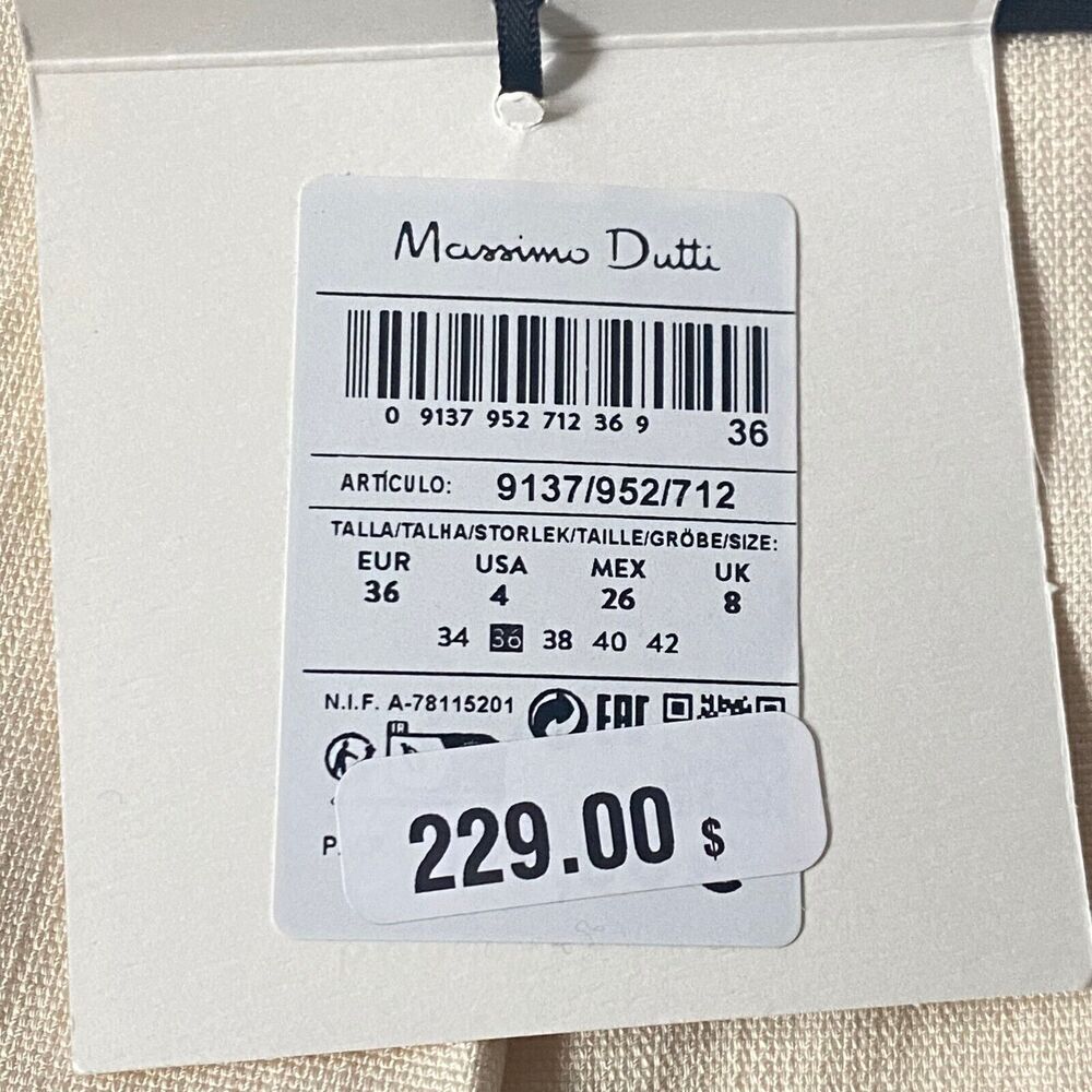 Massimo Dutti Studio Pants Womens 4 Cream Black Contrast Tuxedo Trousers NWT - Picture 8 of 16